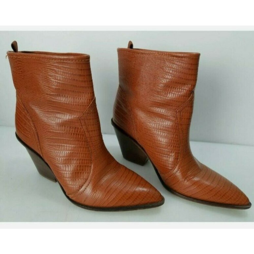 SARTO Franco Sarto Valentina Brown Leather Ankle Booties Women's Size 6.5